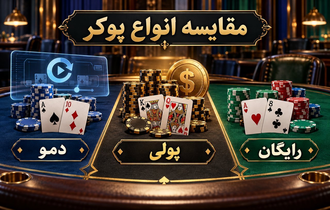 فرق پوکر رایگان با پوکر پولی و حالت دمو